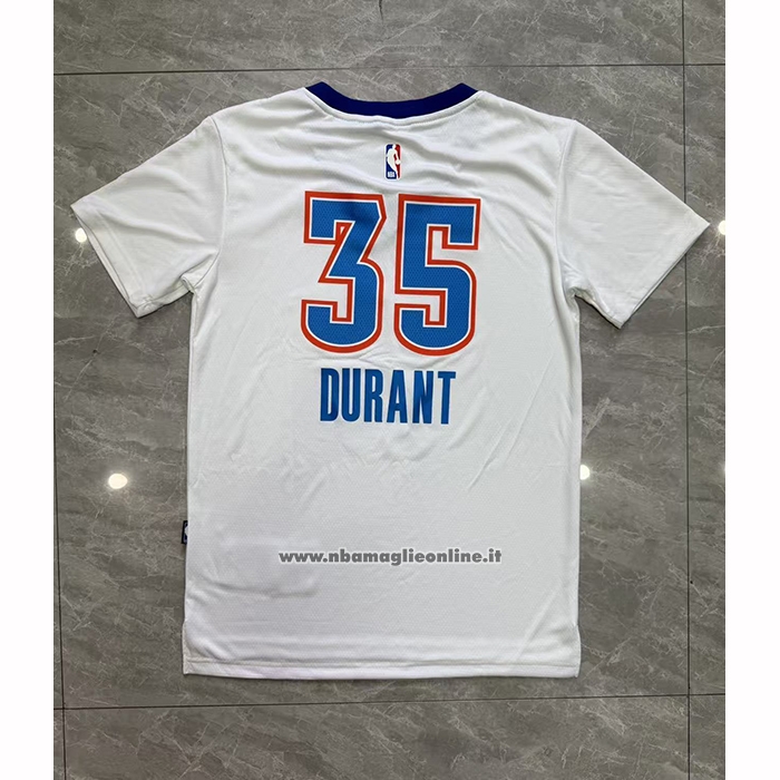 Maglia Manica Corta Oklahoma City Thunder Kevin Durant No 35 Bianco